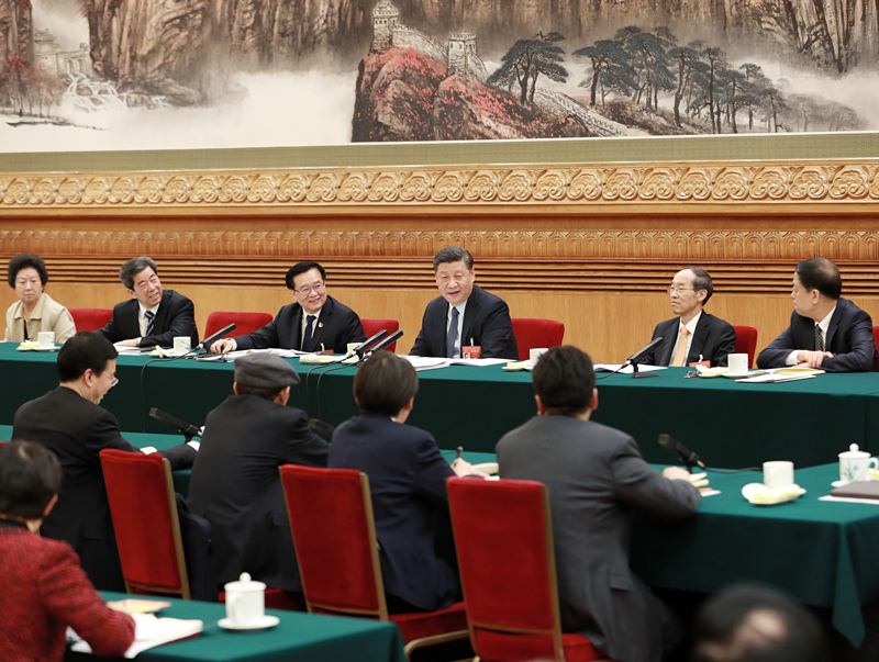 2019年3月8日，習近平總書記參加十三屆全國人大二次會議河南代表團的審議。