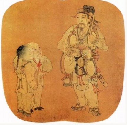 北宋 蘇漢臣《雜技戲孩圖》團(tuán)扇 20.4×20.4cm 臺北故宮博物院藏.png