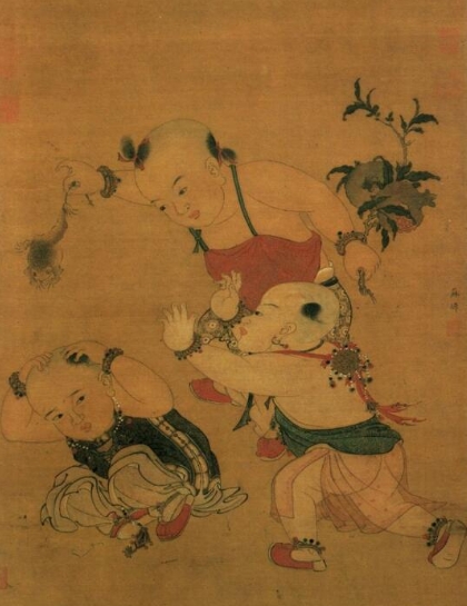 宋 蘇焯《端陽戲嬰圖》 88.9×51.3cm 臺北故宮博物院藏.png