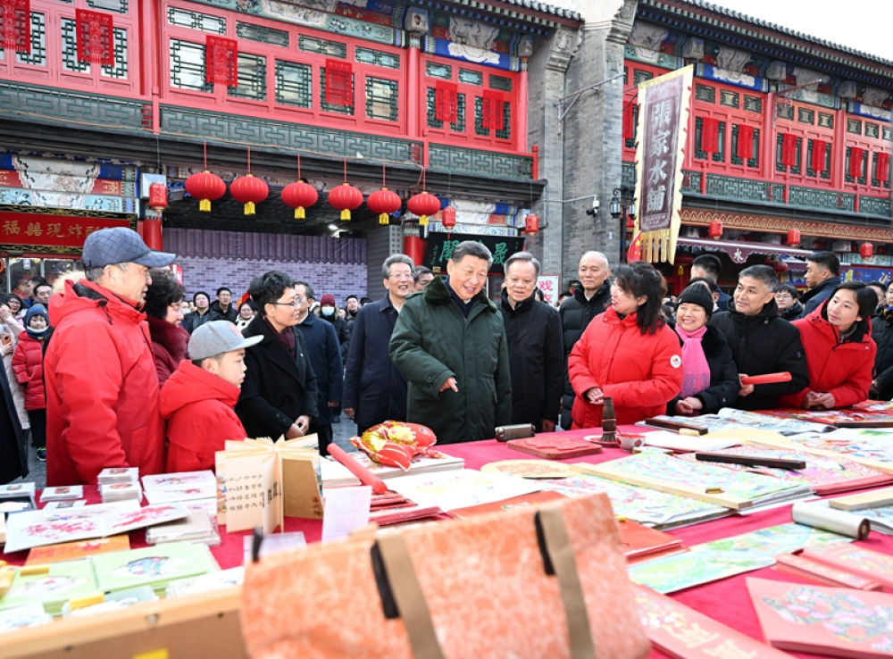 2024年2月1日，習(xí)近平總書記在天津古文化街考察。