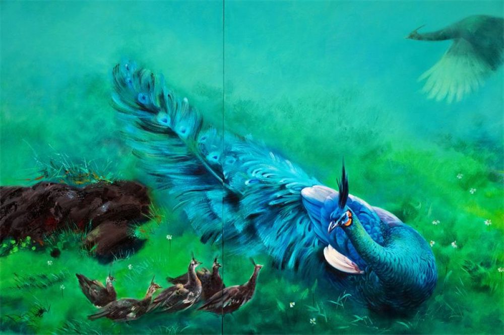 图集 | 绿色的家——绿孔雀主题系列油画欣赏